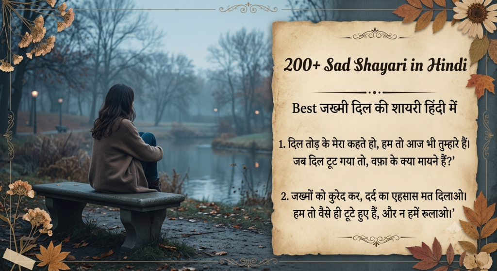 200+ Sad Shayari in Hindi | Best जख्मी दिल की शायरी हिंदी में
