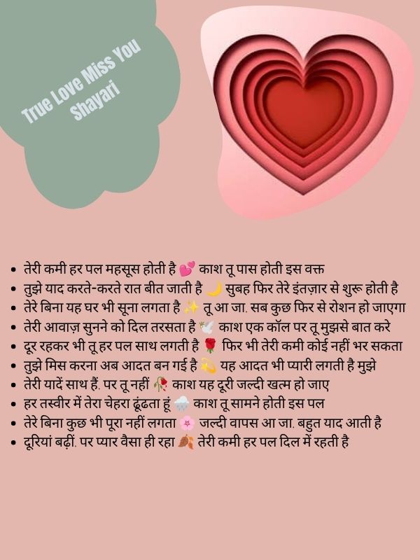 True Love Miss You Shayari