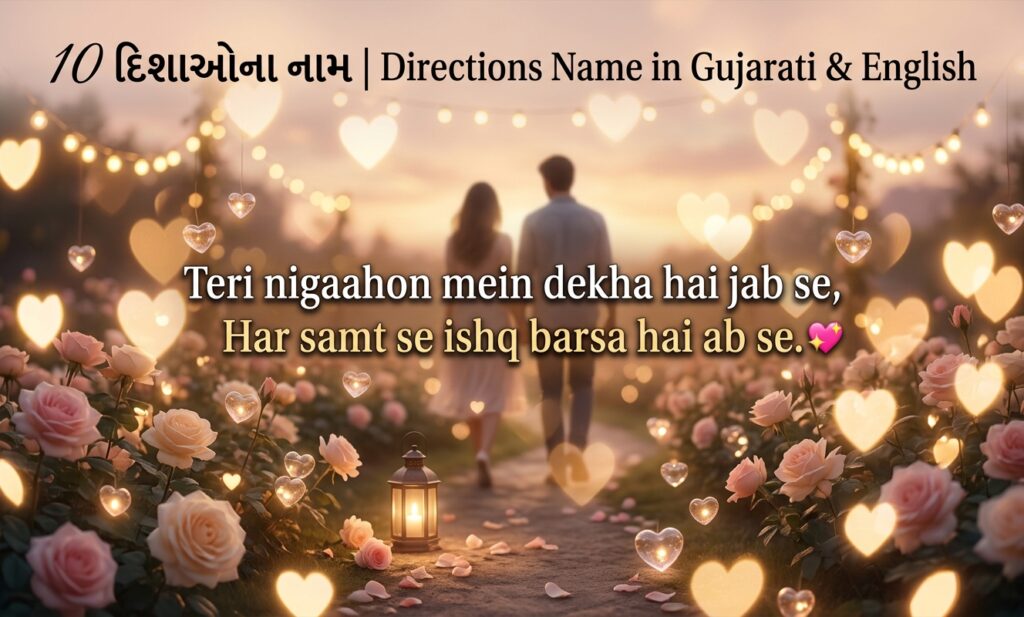 10 દિશાઓના નામ | Directions Name in Gujarati & English