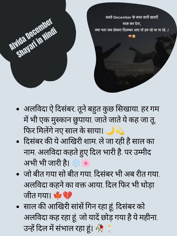 Alvida December Shayari in Hindi