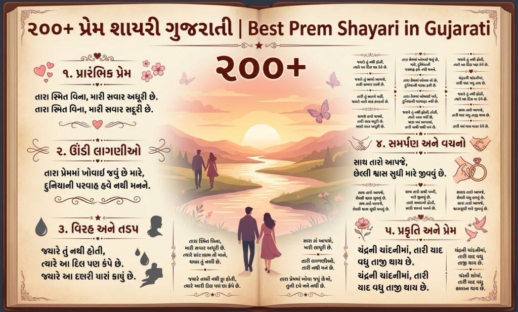 200+ પ્રેમ શાયરી ગુજરાતી | Best Prem Shayari in Gujarati