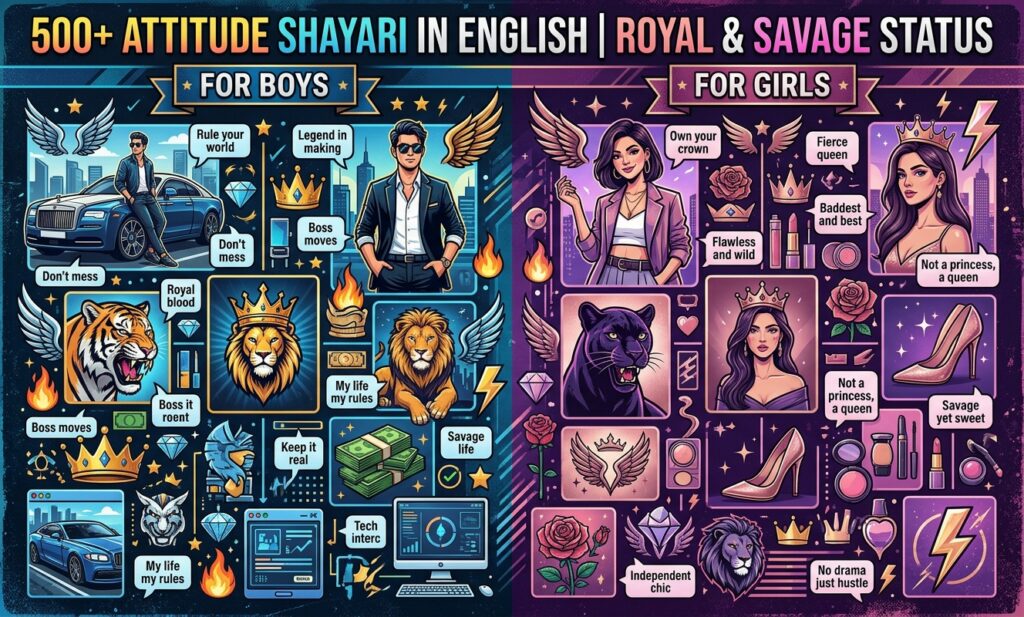 500+ Attitude Shayari in English | Royal & Savage Status for Boys & Girls