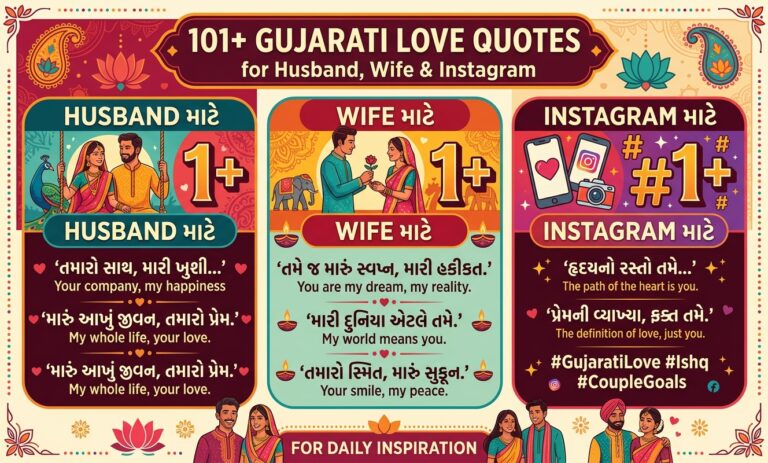 101+ Gujarati Love Quotes for Husband, Wife & Instagram