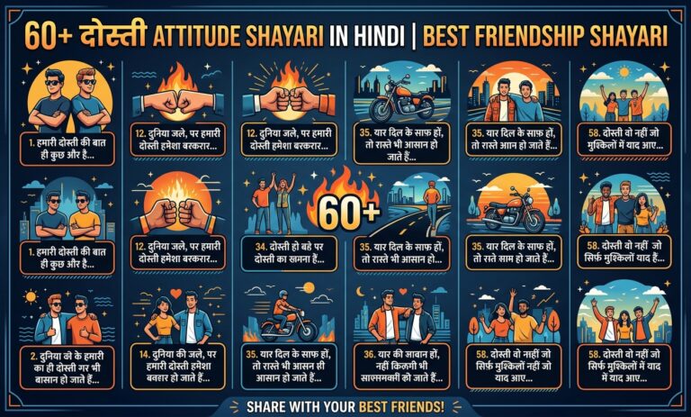 60+ Dosti Attitude Shayari in Hindi | Best Friendship Shayari